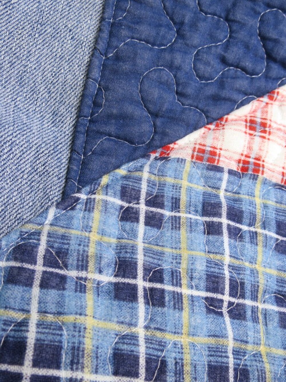 Vtg Levi's 550 Relaxed Tapered Fit Reworked Quilted Patchwork Jean Size 12M - Picture 4 of 8